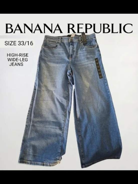 Banana Republic Blue Wide-Leg Denim Jeans NWT - Picture 9 of 9